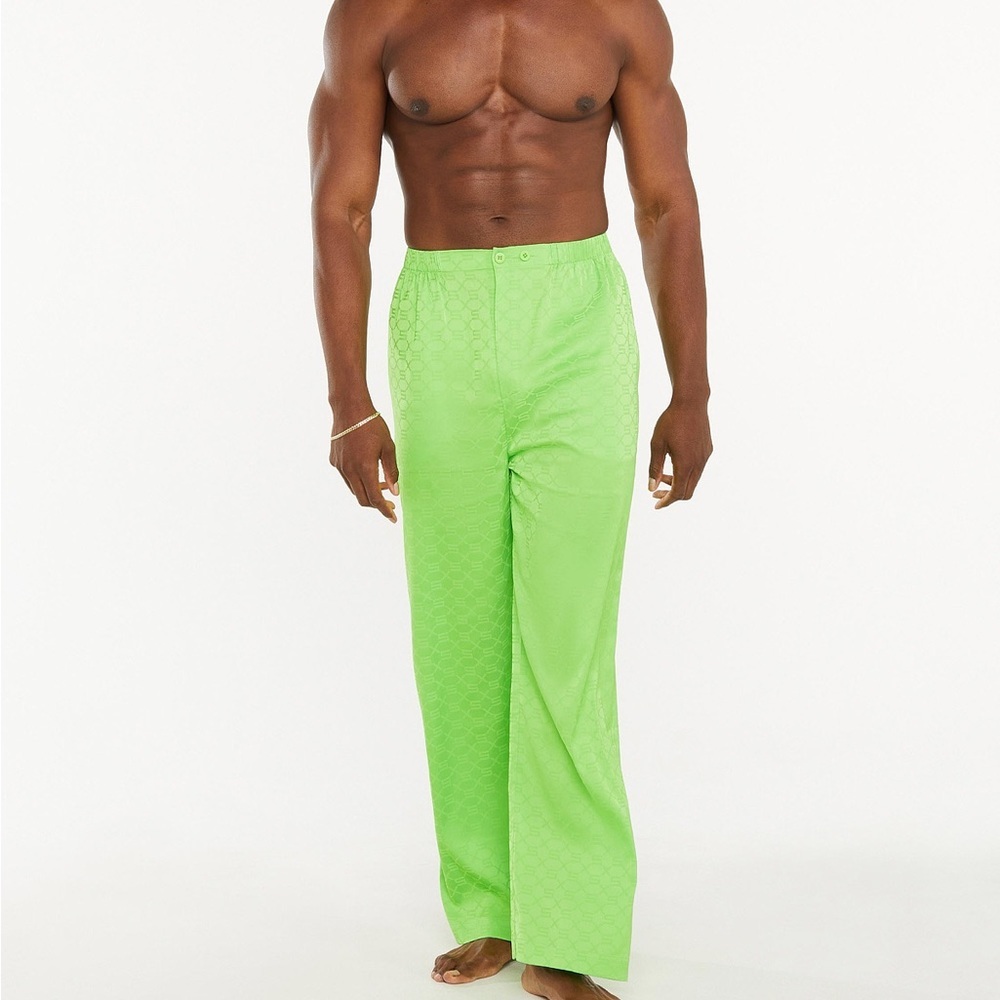 Savage X Fenty satin logo pajama bottoms pants, Color: Kelly Green, Sizes L, NWT